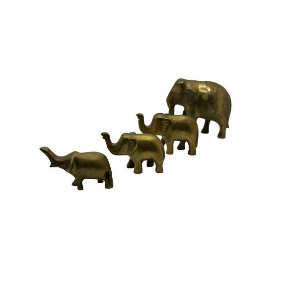 Vintage Collectible Solid Brass Elephant Figurines (4 Sizes) - Picture 2 of 4